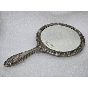 Vintage Silver Plated Handheld Vanity Mirror By International Silver Company